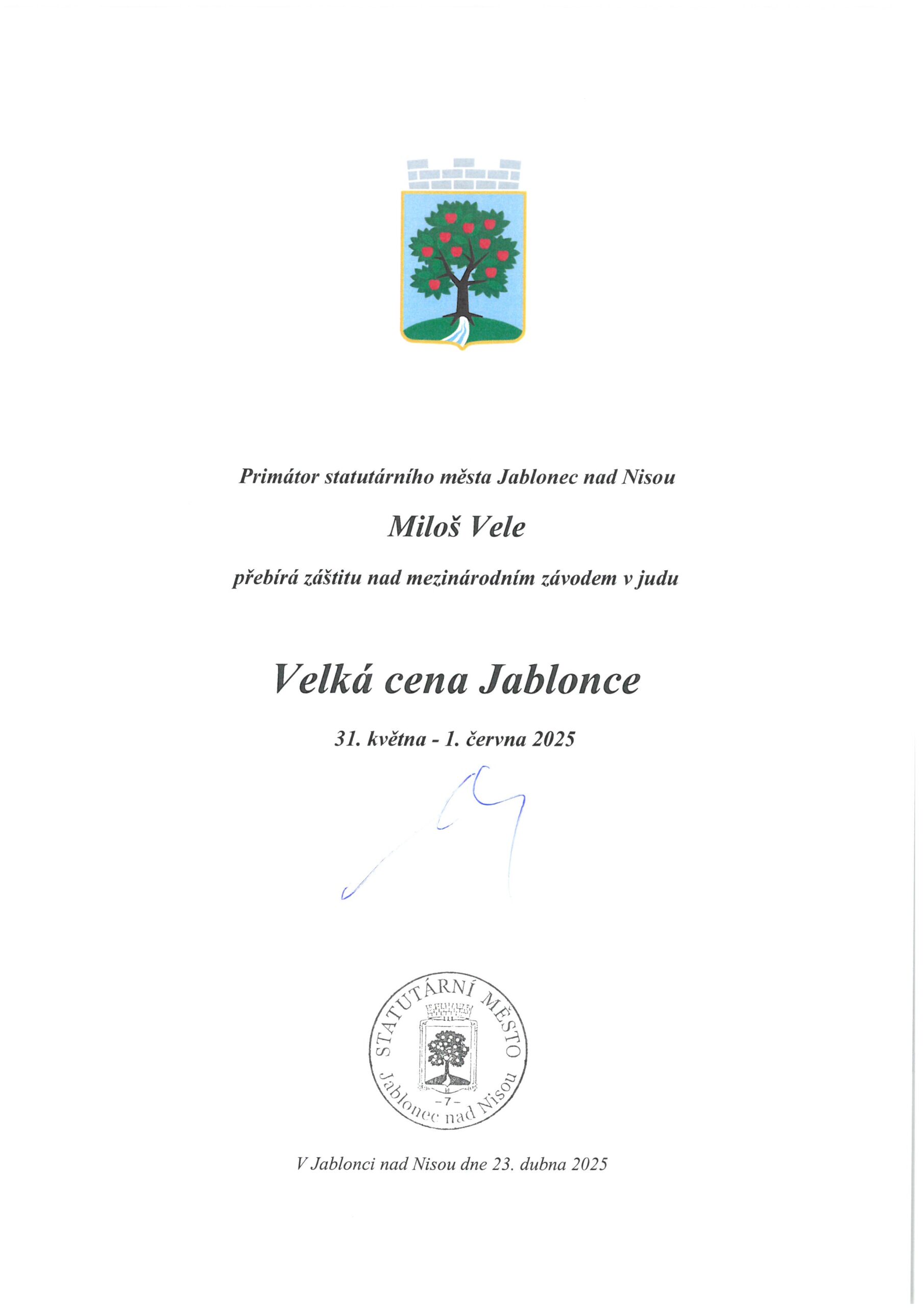Judo-velká cena Jbc- záštita 2025